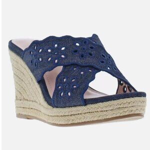 Draper James Emily Women's Wedge Shoes, Navy, 7